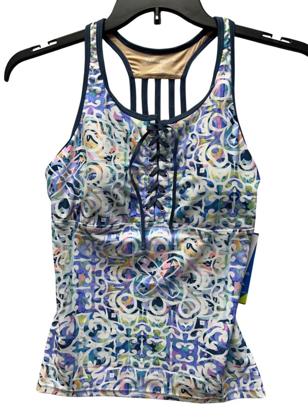 Free Country Womens Size Small  Lace-Up Tankini TOP ONLY Multicolor Swimwear